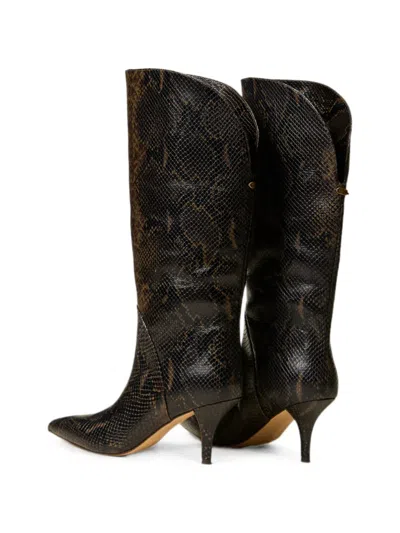 Twinset Python-print High Leather Boots In Multi