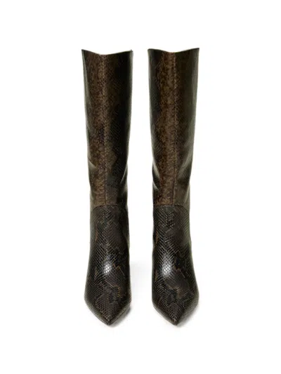 Twinset Python-print High Leather Boots In Multi