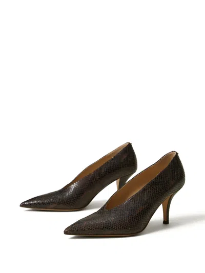 Twinset Python-print Leather Court Shoes In Multi