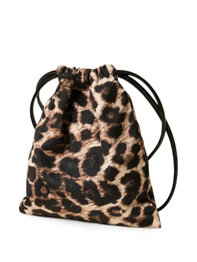 Twinset Leopard-print Drawstring Case In Purple