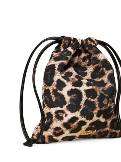Twinset Leopard-print Drawstring Case In Purple