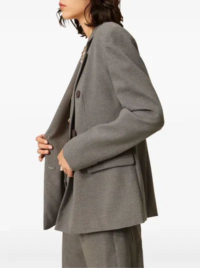 Twinset Double-breasted Flannel Jacket In Gray