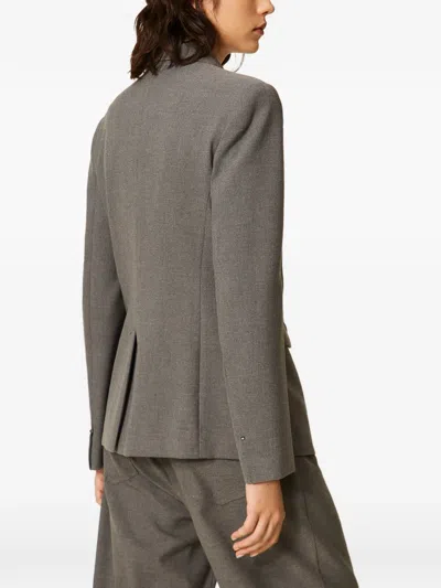 Twinset Double-breasted Flannel Jacket In Gray