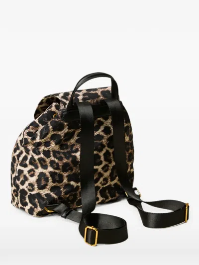 Twinset Leopard-print Buckled Backpack In Brown