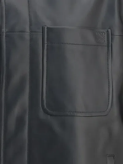 Loewe Embossed Anagram Leather Jacket In Black