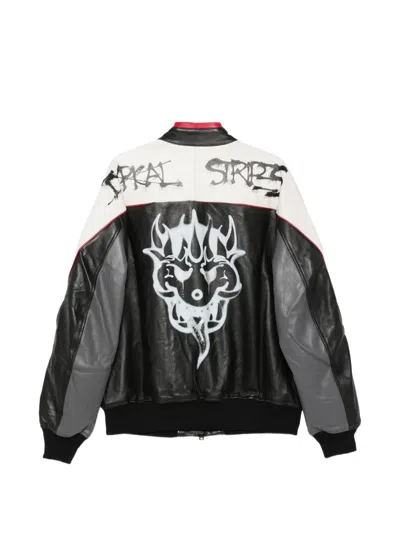 Y-3 Chito Graffiti-print Leather Jacket In Black