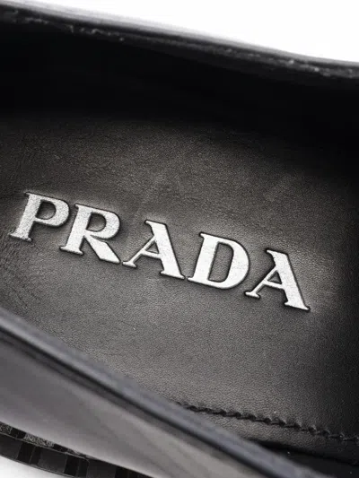 Pre-owned Prada 2020s Triangle-logo Leather Loafers In Black