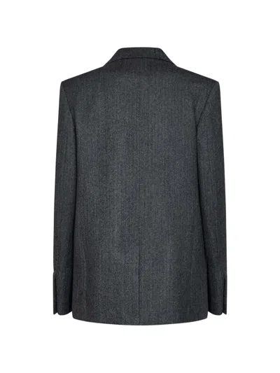 Totême Herringbone-pattern Wool Blazer In Grey