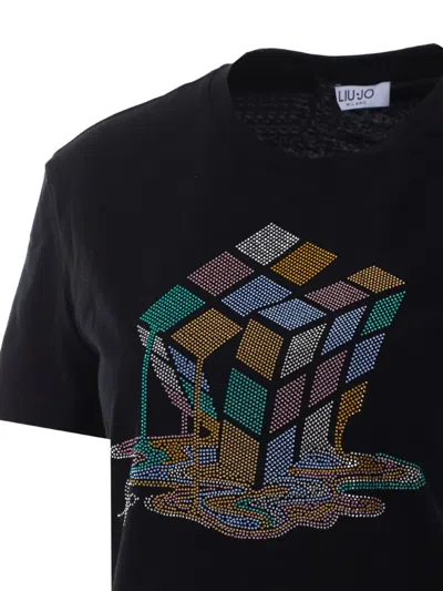 Liu •jo Strass-embellished T-shirt In Black