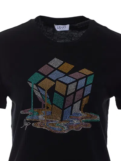 Liu •jo Strass-embellished T-shirt In Black