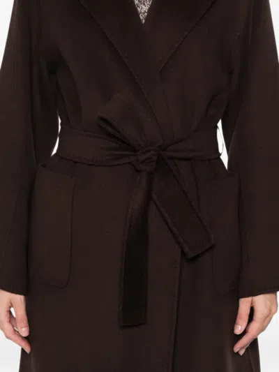 Arma Belted Wool Coat In Brown