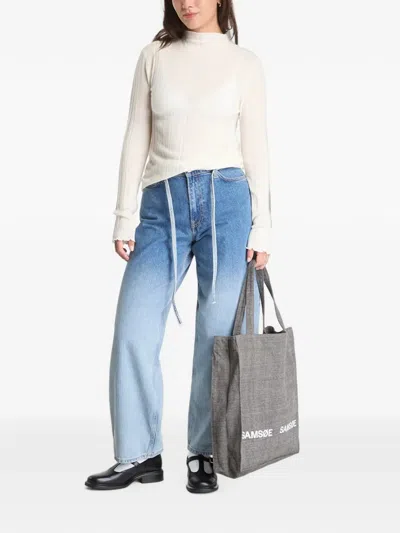 Samsoe & Samsoe Gradient-effect Wide-leg Jeans In Blue