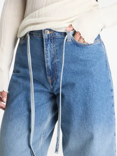 Samsoe & Samsoe Gradient-effect Wide-leg Jeans In Blue