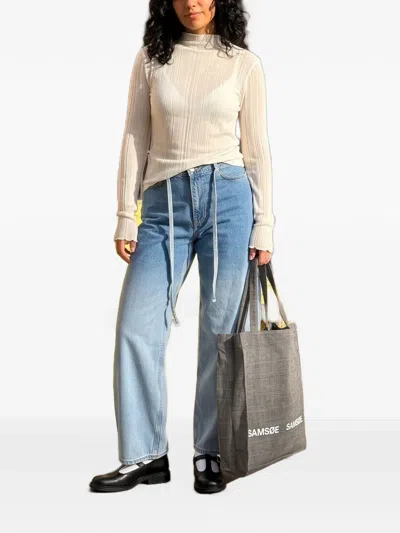 Samsoe & Samsoe Gradient-effect Wide-leg Jeans In Blue