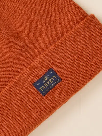 Faherty Essential Beanie In Mountain Orange