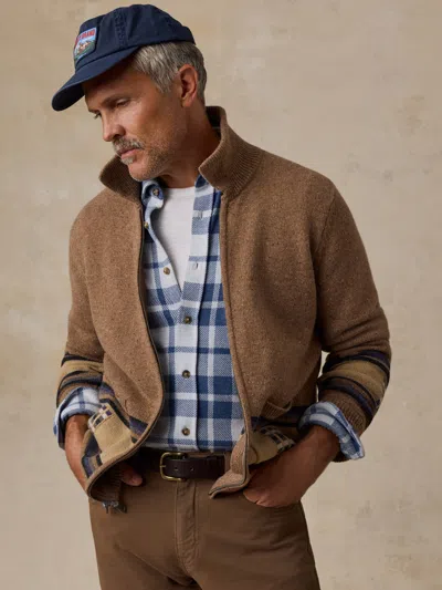 Faherty Blanket Stripe Zip Sweater In Desert Bloom Stripe