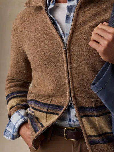 Faherty Blanket Stripe Zip Sweater In Desert Bloom Stripe