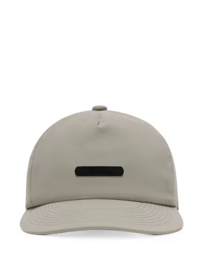Essentials Logo-plaque Five-panel Cap In Gray
