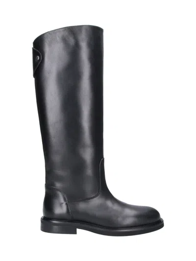 Poeve Touch-strap Knee-high Boots In Black