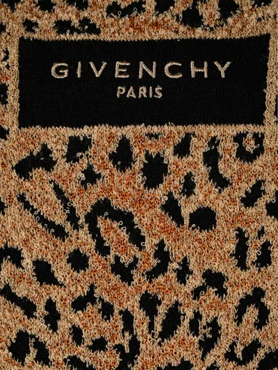 Givenchy Abito Mini In Jacquard Leopardato In Brown