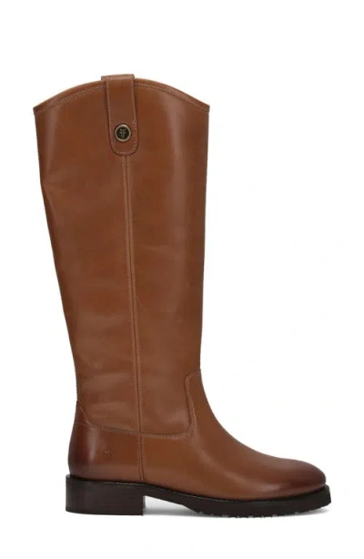 Frye Melissa Lug Button Tall Leather Boot In Tan