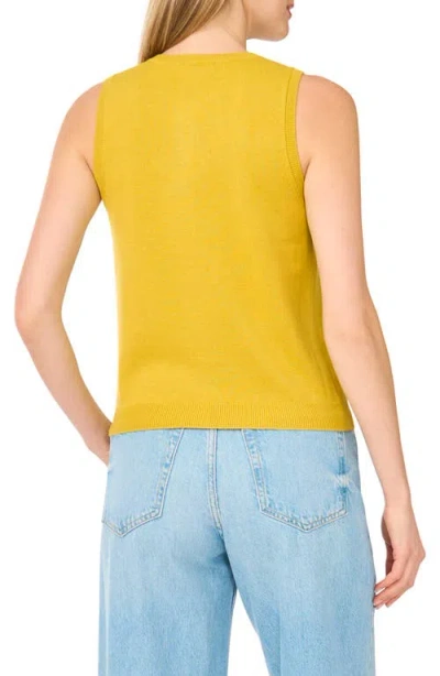1.state Sleeveless Crewneck Button-front Sweater In Warm Olive