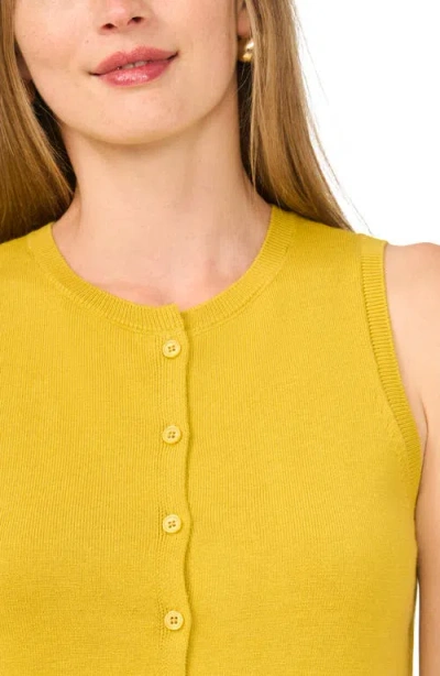 1.state Sleeveless Crewneck Button-front Sweater In Warm Olive