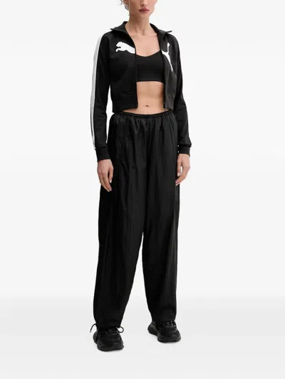 Puma Logo-print Drawstring Track Pants In Black