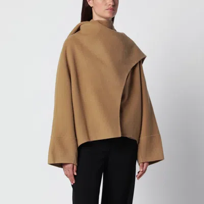 Source Unknown Nuage Coat With Oversized Light Brown Panel In Brown