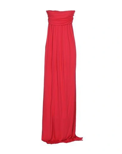 Shop Msgm Long Dress In Red