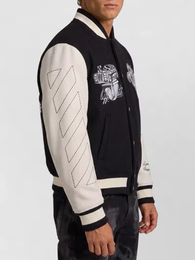 Off-white Black Wool Regular Collage Varsity Jacket In Black