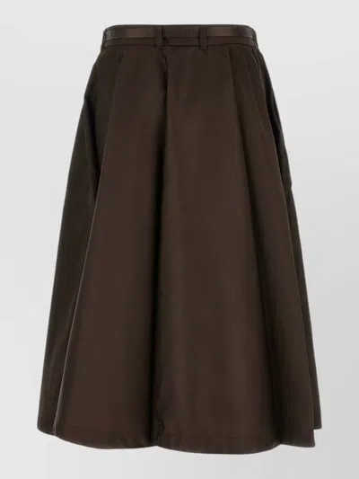 Prada Zip-front Midi A-line Skirt