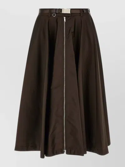 Prada Zip-front Midi A-line Skirt