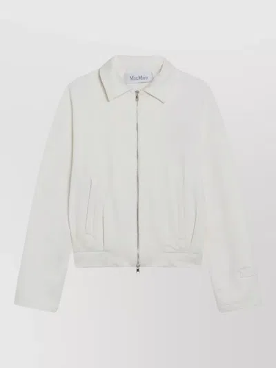 Max Mara White Cropped Sweatshirt In Silk Blend