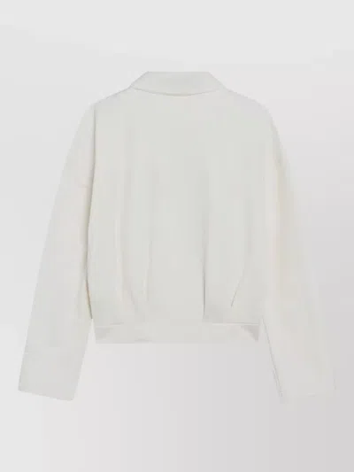 Max Mara White Cropped Sweatshirt In Silk Blend