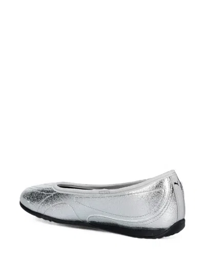 Puma Catch Metallic Whisper Metallic-effect Ballet Flats In Gray