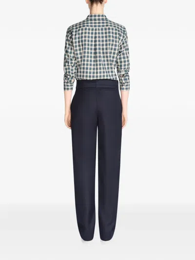 Dries Van Noten Belted Wool Pants In Blue