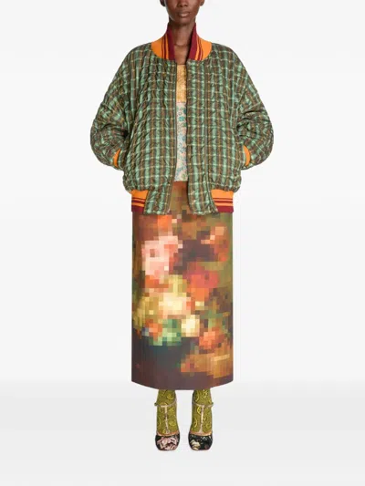Dries Van Noten Oversized Seersucker Bomber Jacket In Multi
