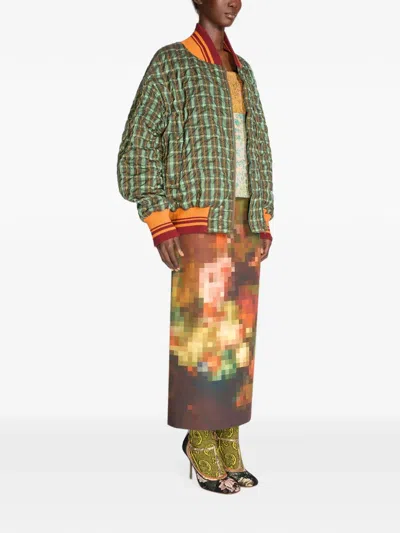 Dries Van Noten Oversized Seersucker Bomber Jacket In Multi