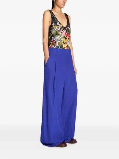 Dries Van Noten Elasticated Overdyed Pants In Blue