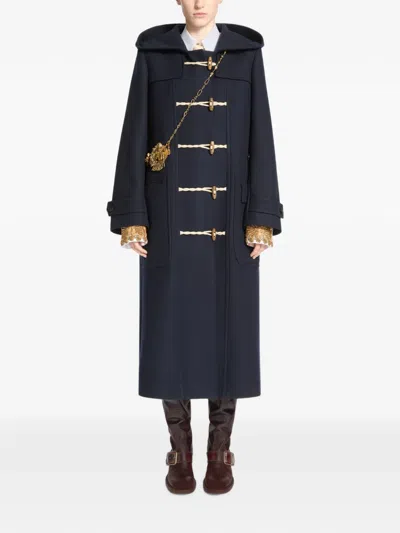 Dries Van Noten Wool Duffle Coat In Blue