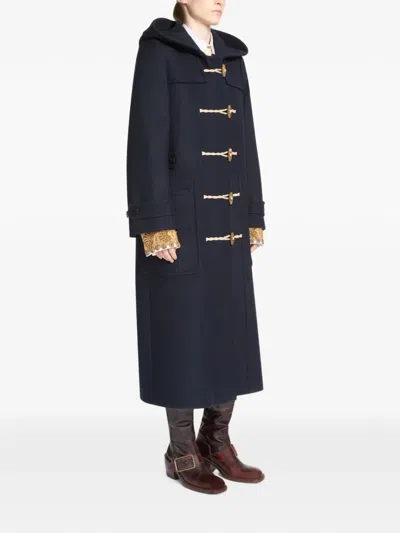 Dries Van Noten Wool Duffle Coat In Blue