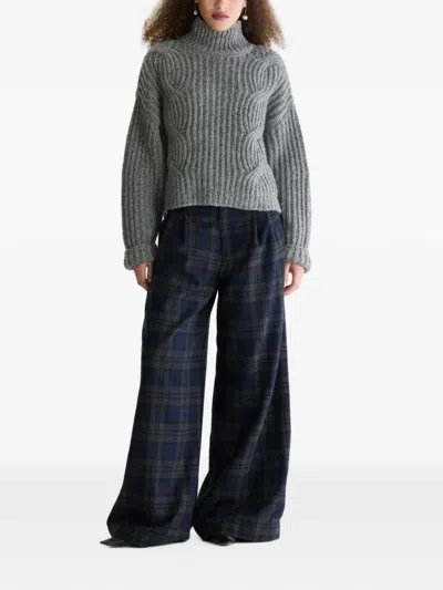 Bellerose Check-pattern Wide-leg Trousers In Blue