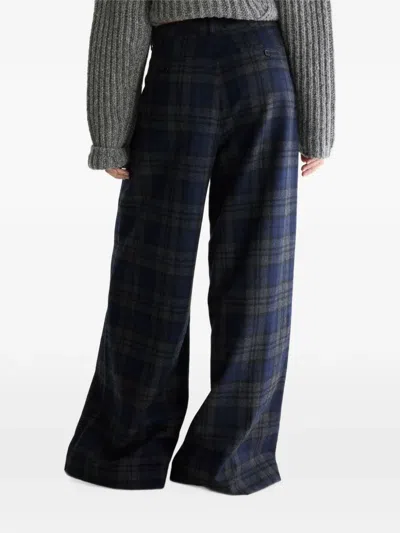 Bellerose Check-pattern Wide-leg Trousers In Blue