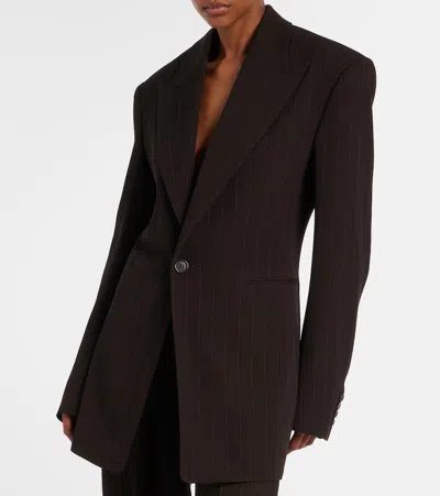 Saint Laurent Wool-blend Blazer In Brown