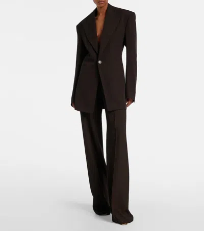 Saint Laurent Wool-blend Blazer In Brown