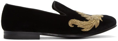 Shop Alexander Mcqueen Black Sunflower Loafers