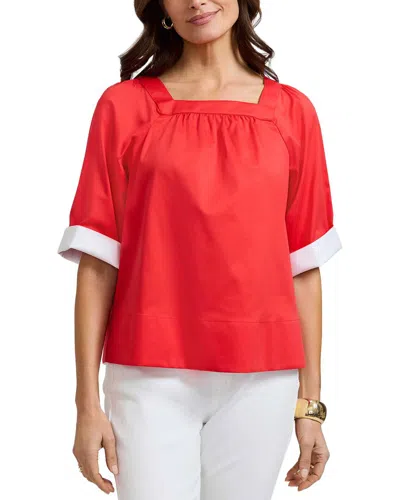 Foxcroft Violet Elbow-sleeve Matte Top In Red