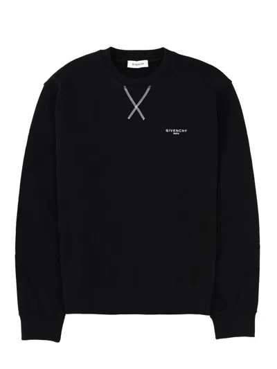 Givenchy Crew Neck Long Sleeve Ribbed Sweatshirt In Black