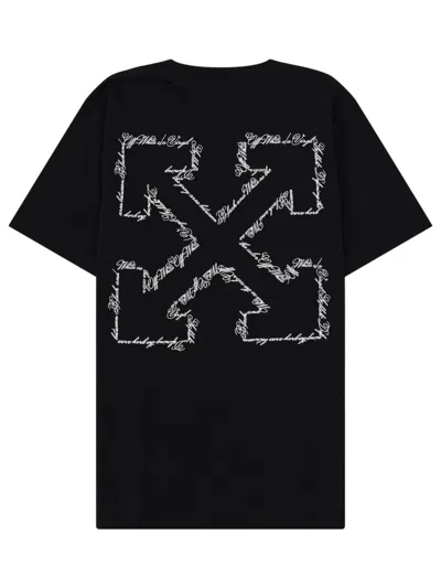 Off-white Script Arrow Embroidered T-shirt In Black